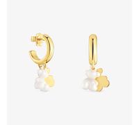Tous - Pendientes De Aro Con Baño De Oro 18 Kt Sobre Plata, Cerámica Blanca Y Doble Oso Bold Bear - Blanco