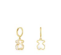 TOUS Pendientes de aro con baño de oro 18 kt sobre plata y metacrilato blanco, Para Mujer, Colección Galaxy