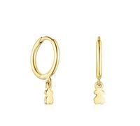TOUS Pendientes de Aro con Baño de Oro 18Kt sobre Plata para Mujer con Diámetro de 1,15 cm y Motivos de Oso con Cierre de Presión, Elegante y Versátil, Colección Cool Joy