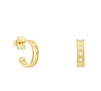 TOUS Pendientes de Aro con Baño de Oro 18Kt sobre Plata para Mujer con Motivo de Oso, con Cierre Criollo de 11 mm de Diámetro, Atemporal y Elegante, Colección Bear Row