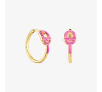 Tous - Pendientes De Aro Cortos Con Baño De Oro 18 Kt Sobre Plata Y Motivo Color Fucsia Tous Manifesto - Rosa