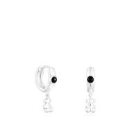 TOUS Pendientes de Aro de Plata de Primera Ley para Mujer con Oso de 5,5mm y Aro de 8mm, Colección Bold Bear