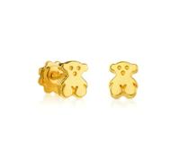 TOUS Pendientes de Oro de 18kt para Mujer con Motivo Oso de 0.6cm y Cierre a Rosca, Fino y Elegante, Colección Puppies