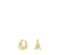 Tous - Pendientes De Oro Triple Aro Cortos Con Relieve Basics - Dorado