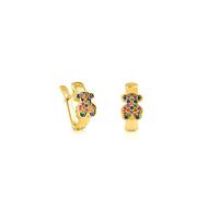 TOUS Pendientes de Plata de Primera Ley con Baño de Oro 18kt y Gemas Multicolor, Colección Gen