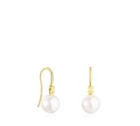 TOUS Pendientes de Plata de Primera Ley con Baño en Oro 18kt y Perla para Mujer, Colección Gloss