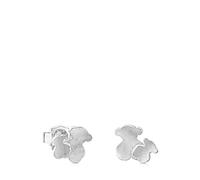 TOUS Pendientes de Plata de Primera Ley para Mujer con Cierre a Presión, Motivo Osos de 1 cm, Sencillo y Elegante, Colección Hill