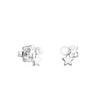 TOUS Pendientes de Plata de Primera Ley para Mujer con Motivo Oso, con Cierre de Presión, Fino y Elegante, Colección Nocturne