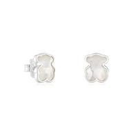 TOUS Pendientes de Plata de Primera Ley para Mujer con Oso en Nácar de 10mm, Icon Color