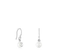 TOUS Pendientes de Plata de Primera Ley para Mujer con Perla y Motivo Oso de 4.5 mm con Cierre de Gancho, Elegante y Clásico, Colección Icon Pearl