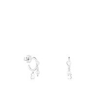 TOUS Pendientes de Aro de Plata de Primera Ley para Mujer con Diámetro de 1,25 cm y Motivos de Oso, Corazón y Perla con Cierre de Presión, Elegante y Versátil, Colección Cool Joy