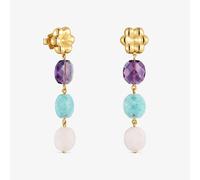 Tous - Pendientes Largos Con Baño De Oro 18 Kt Sobre Plata Y Gemas Bold Motif - Multi