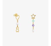 Tous - Pendientes Largos De Oro 9 Kt Y Gemas 30 Mm Silueta - Multi