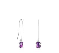 Tous - Pendientes Largos De Plata Y Amatista Icon Color - Plateado