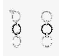 Tous - Pendientes Largos De Plata Y Espinela Negra Straight - Negro