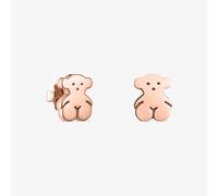 TOUS Pendientes con Baño de Oro Rosa 18Kt sobre Plata para Mujer con Motivo en Oso de 1.15 cm y Cierre a Presión, Clásico y Elegante, Colección Sweet Dolls