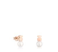 Tous - Pendientes Oso Con Baño De Oro Rosa 18 Kt Sobre Plata Y Perla Cultivada De Agua Dulce Sweet Dolls - Blanco