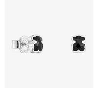 TOUS Pendientes de Plata de Primera Ley para Mujer con Oso en Ónix de 6mm, Icon Color