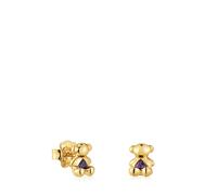 Tous - Pendientes Oso Pequeños Con Baño De Oro 18 Kt Sobre Plata Y Amatista Bold Bear - Lila