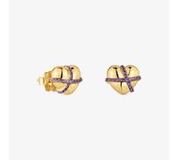 Tous - Pendientes Pequeños Corazón Con Baño De Oro 18 Kt Sobre Plata Y Rodolita Lligat - Dorado