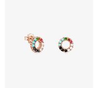 Tous - Pendientes Pequeños Disco Con Baño De Oro Rosa 18 Kt Sobre Plata Y Gemas Straight - Multi