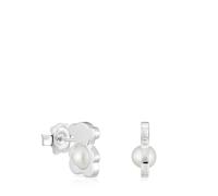 Tous - Pendientes Pequeños Oso De Plata Con Perlas Cultivadas 12 Mm I-Bear - Blanco