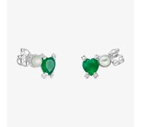 Tous - Pendientes Trepadores Con Oso De Plata, Nácar Y Calcedonia Color Pills - Verde