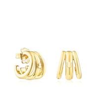 TOUS Pendientes Triple Aro para Mujer con Baño de Oro 18 Kt sobre Plata de Primera Ley, Colección Fellow