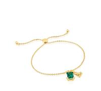 Tous - Pulsera Cadena Motivo Oso Con Baño De Oro 18 Kt Sobre Plata Y Esmeralda Creada En Laboratorio Bold Bear Lgg - Verde