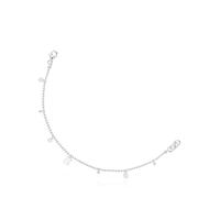 TOUS Pulsera Cadena para Mujer de Plata de Primera Ley, Perlas Cultivadas y detalle Colgante Oso, Colección Sweet Dolls