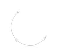 TOUS Pulsera Cadena para Mujer de Plata de Primera Ley y Motivo Flor, 17.5cm de Largo, Colección Motivos