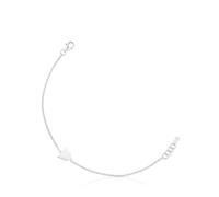 TOUS Pulsera Cadena para Mujer de Plata de Primera Ley y Motivo Tulipán, 17.5cm de Largo, Colección Motivos