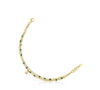 Tous - Pulsera Con Baño De Oro 18 Kt Sobre Plata Y Malaquita Bold Bear - Verde