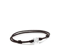 TOUS Pulsera de Cordón Marrón Ajustable y Acero para Mujer con Motivo Oso, Joven e Informal, Colección Super Micro