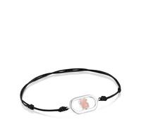 Tous - Pulsera De Nylon Negro De Plata Y Cuarzo Camille - Rosa