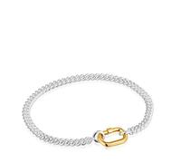 TOUS Pulsera para Mujer de Plata de Primera Ley con Anilla Bicolor, Colección Hold Oval
