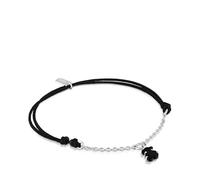 TOUS Pulsera de Plata de Primera Ley y Cordón con Motivo Oso en Ónix para Mujer, 16cm de Largo, Colección Mini Color