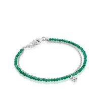 TOUS Pulsera de Plata para Mujer de Primera Ley y Calcedonia Verde Tratada, Colección Bold Bear