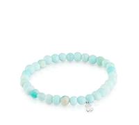 TOUS Pulsera Elástica Azul de Vidrio con Motivo de Oso en Plata de Primera Ley para Mujer, 16.5cm de Largo, Colección Basics