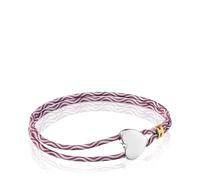 TOUS Pulsera Elástica Burdeos para Mujer con Motivo de Corazón de Plata de Primera Ley, Colección Sweet Dolls