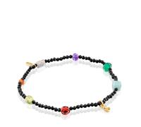 Tous - Pulsera Elástica Con Baño De Oro 18 Kt Sobre Plata, Onix, Gemas Bold Bear - Multi