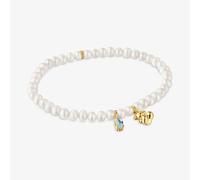 Tous - Pulsera Elástica Con Baño De Oro Sobre Plata, Perla Cultivada Y Topacio Bold Bear - Blanco