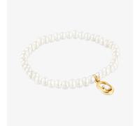 Tous - Pulsera Elástica Con Nácar Y Baño De Oro 18 Kt Sobre Plata Camille - Blanco