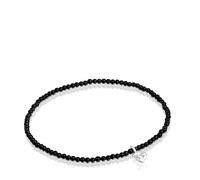 TOUS Pulsera de Ónix con Oso en Plata de Primera Ley para Mujer de 5,5mm, y 16.5 cm de Largo, Colección Bold Bear
