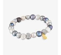 Tous - Pulsera Elástica Con Perlas Cultivadas Grisáceas Y Baño De Oro 18 Kt Sobre Plata Basics - Gris