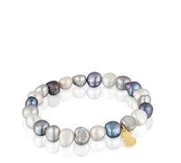 TOUS Pulsera elástica con perlas cultivadas grisáceas y baño de oro 18 kt sobre plata, Para Mujer, Colección Basics
