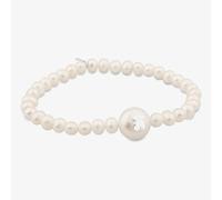TOUS Pulsera Elástica con Perlas Cultivadas para Mujer con Motivo de Oso 1cm en Plata de Primera Ley, Clásica y Sofisticada, Colección Sweet Dolls
