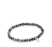 TOUS Pulsera Elástica Gris con Motivo de Oso en Plata de Primera Ley para Mujer, 16.5cm de Largo, Colección Basics