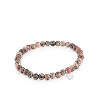 TOUS Pulsera Elástica Marrón con Motivo de Oso en Plata de Primera Ley para Mujer, 16.5cm de Largo, Colección Basics