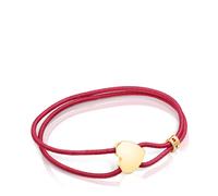TOUS Pulsera Elástica Roja para Mujer con Motivo de Corazón con Baño de Oro 18 Kt sobre Plata de Primera Ley, Colección Sweet Dolls